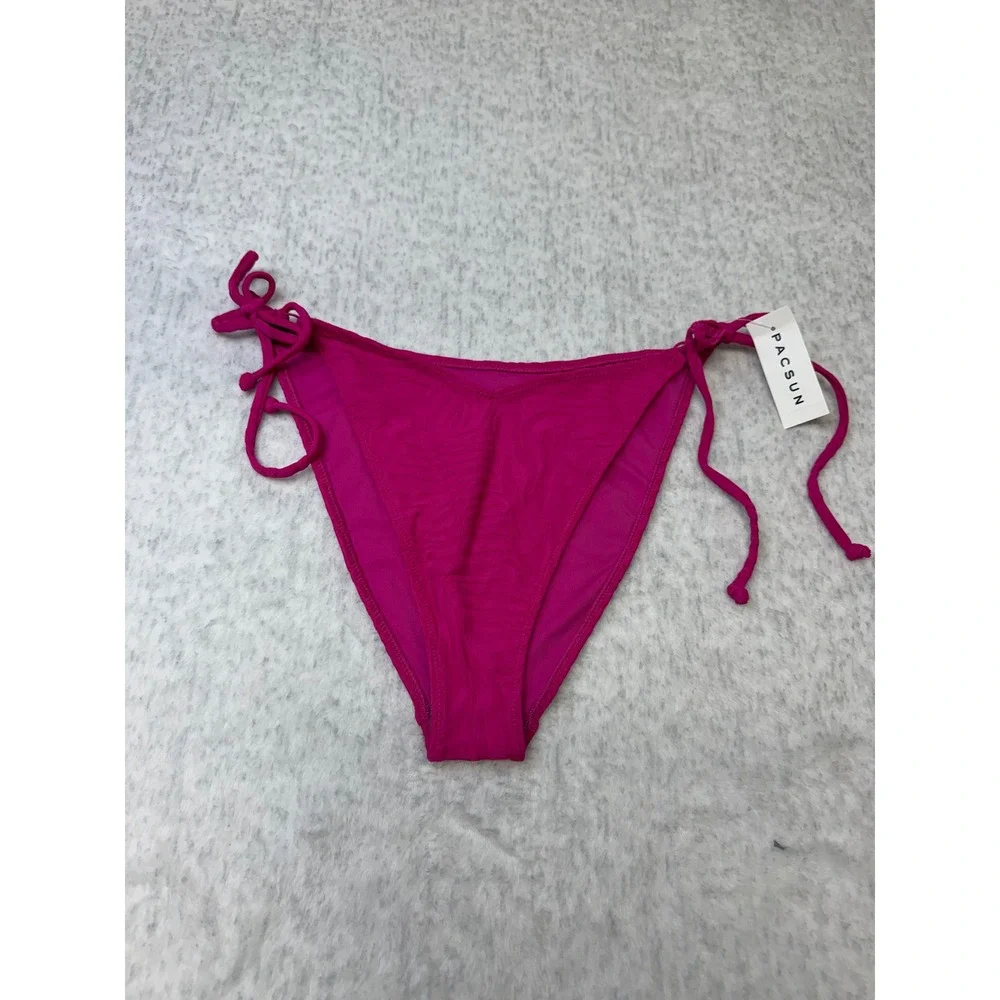 PacSun Swim Eco Hot Pink Zebra Side Tie Bikini Bottoms XL‎ New